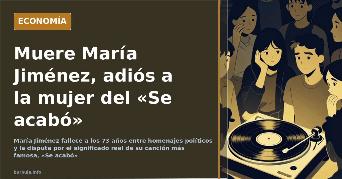 Ilustración editorial de una cantante española de los años ochenta y su canción más popular sobre fondo azul marino y detalle