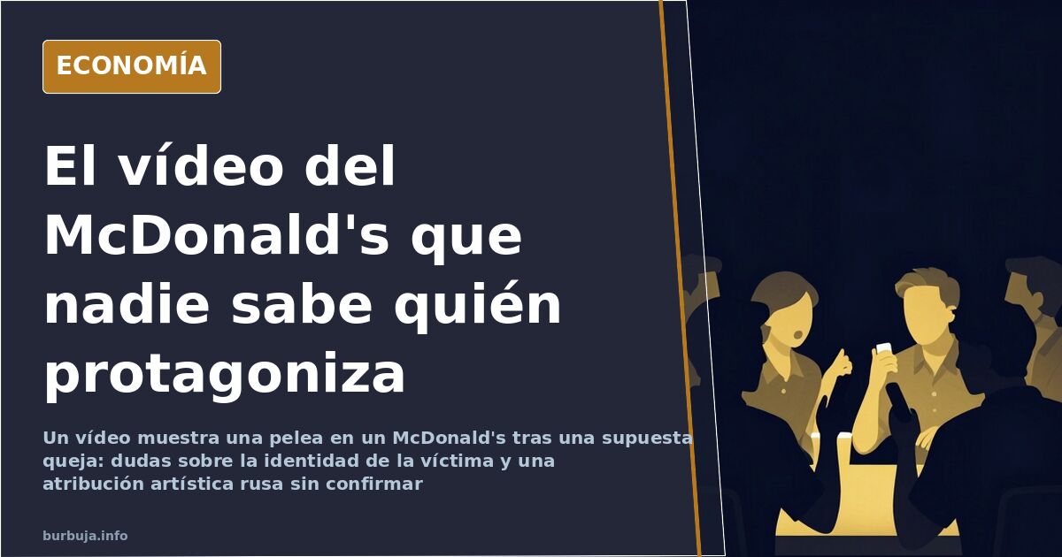 Ilustración de un altercado en un restaurante de comida rápida con empleados y un cliente junto al mostrador de un McDonald's