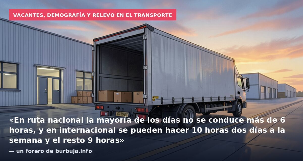 Vacantes, demografía y relevo en el transporte: «En ruta nacional la mayoría de los días no se conduce más de 6 horas, y en internacional se pueden hacer 10 horas dos días a la semana y el resto 9 horas» — un forero de burbuja.info