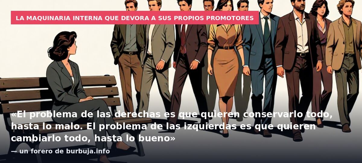 La maquinaria interna que devora a sus propios promotores: «El problema de las derechas es que quieren conservarlo todo, hasta lo malo. El problema de las izquierdas es que quieren cambiarlo todo, hasta lo bueno» — un forero de burbuja.info