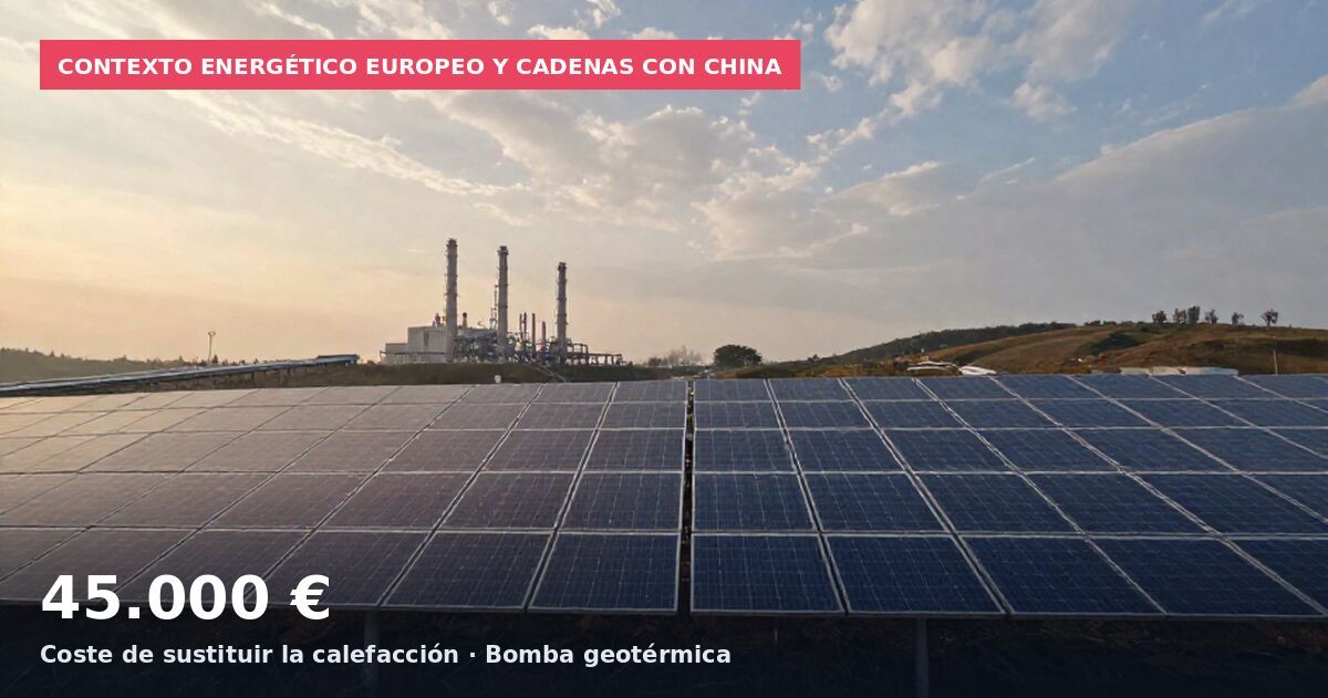 Contexto energético europeo y cadenas con China: 45.000 € Coste de sustituir la calefacción · Bomba geotérmica