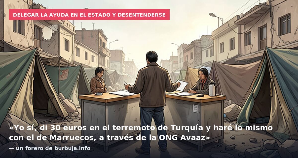 Delegar la ayuda en el Estado y desentenderse: «Yo sí, di 30 euros en el terremoto de Turquía y haré lo mismo con el de Marruecos, a través de la ONG Avaaz» — un forero de burbuja.info
