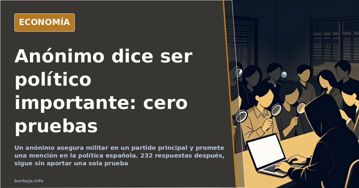 Ilustración editorial de una figura política anónima tras un atril vacío junto a una credencial sin fotografía