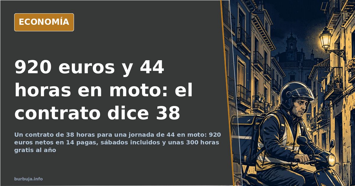 920 euros netos por 44 horas de reparto en moto y contrato de 38