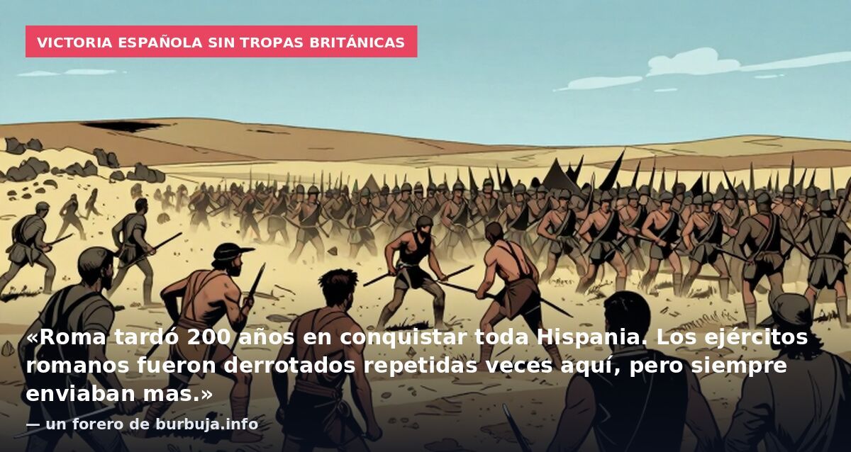 Victoria española sin tropas británicas: «Roma tardó 200 años en conquistar toda Hispania. Los ejércitos romanos fueron derrotados repetidas veces aquí, pero siempre enviaban mas.» — un forero de burbuja.info