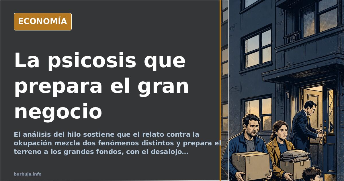 Ilustración editorial sobre la psicosis de la okupación y el negocio del alquiler en España