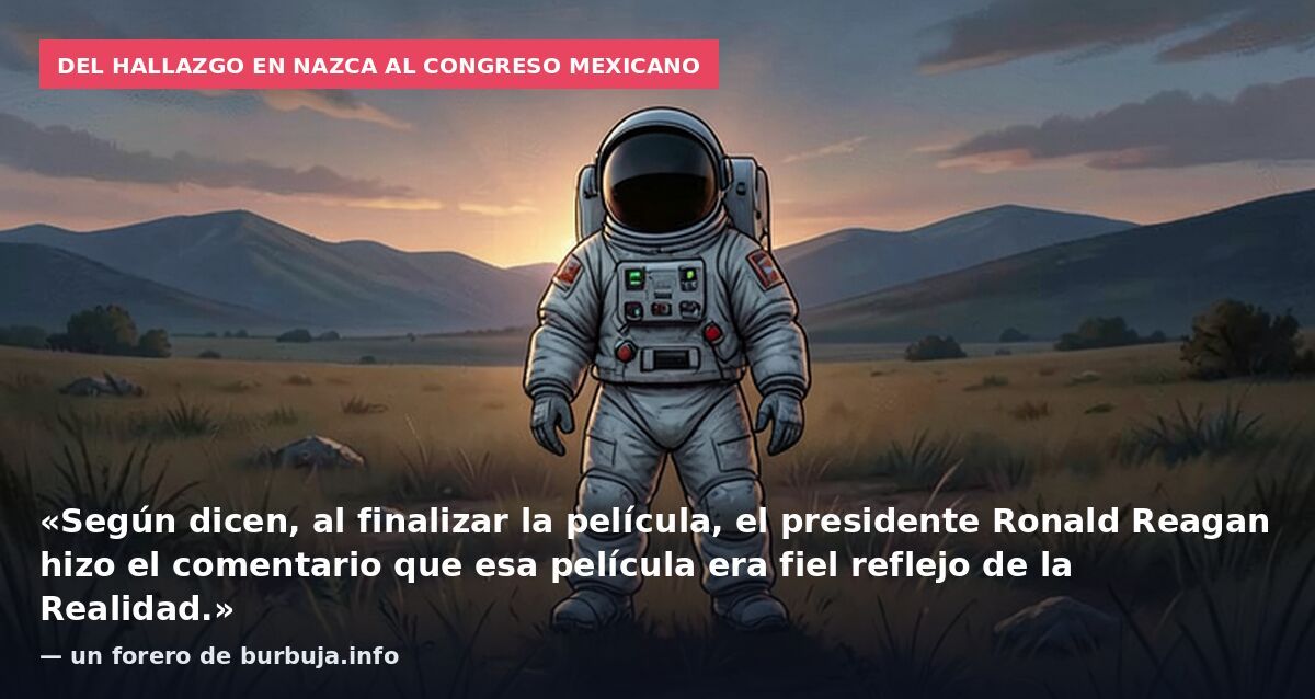 Del hallazgo en Nazca al Congreso mexicano: «Según dicen, al finalizar la película, el presidente Ronald Reagan hizo el comentario que esa película era fiel reflejo de la Realidad.» — un forero de burbuja.info