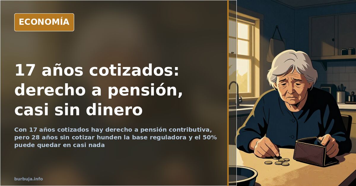Cotizar 17 años da pensión, pero la base reguladora se hunde