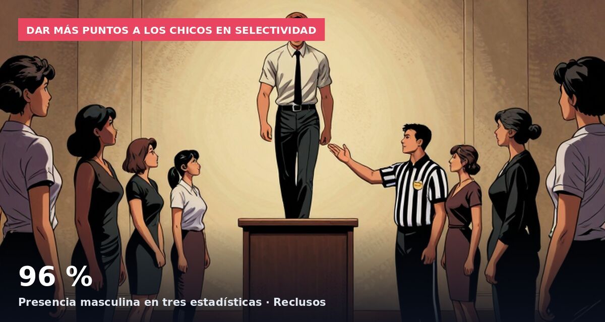Dar más puntos a los chicos en selectividad: 96 % Presencia masculina en tres estadísticas · Reclusos