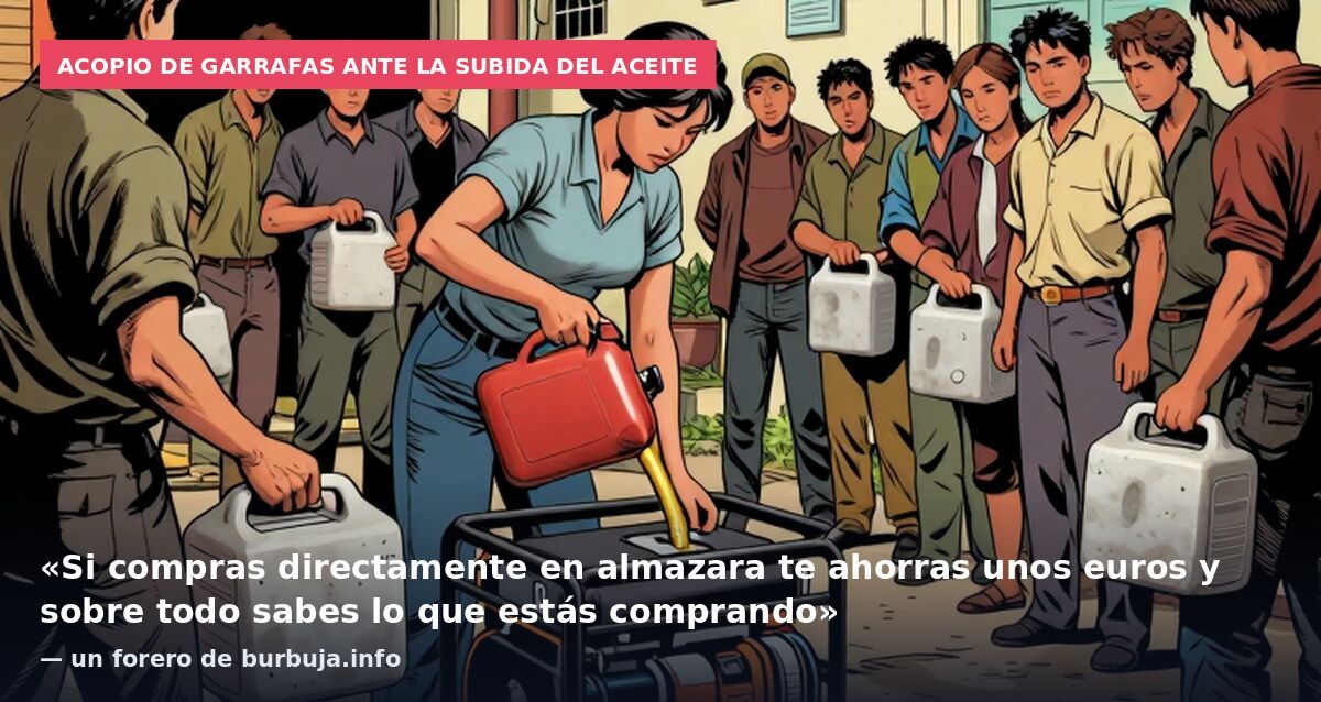 Acopio de garrafas ante la subida del aceite: «Si compras directamente en almazara te ahorras unos euros y sobre todo sabes lo que estás comprando» — un forero de burbuja.info