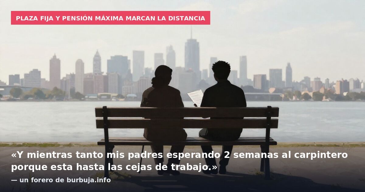 Plaza fija y pensión máxima marcan la distancia: «Y mientras tanto mis padres esperando 2 semanas al carpintero porque esta hasta las cejas de trabajo.» — un forero de burbuja.info