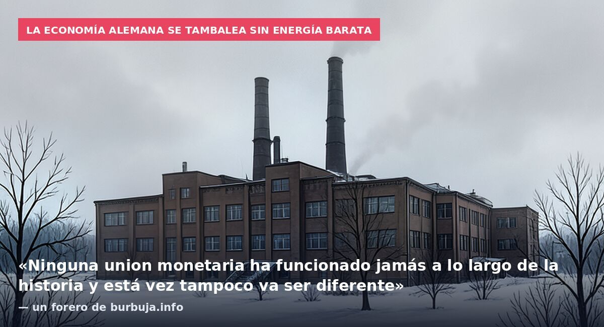 La economía alemana se tambalea sin energía barata: «Ninguna union monetaria ha funcionado jamás a lo largo de la historia y está vez tampoco va ser diferente» — un forero de burbuja.info