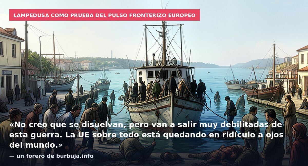 Lampedusa como prueba del pulso fronterizo europeo: «No creo que se disuelvan, pero van a salir muy debilitadas de esta guerra. La UE sobre todo está quedando en ridículo a ojos del mundo.» — un forero de burbuja.info