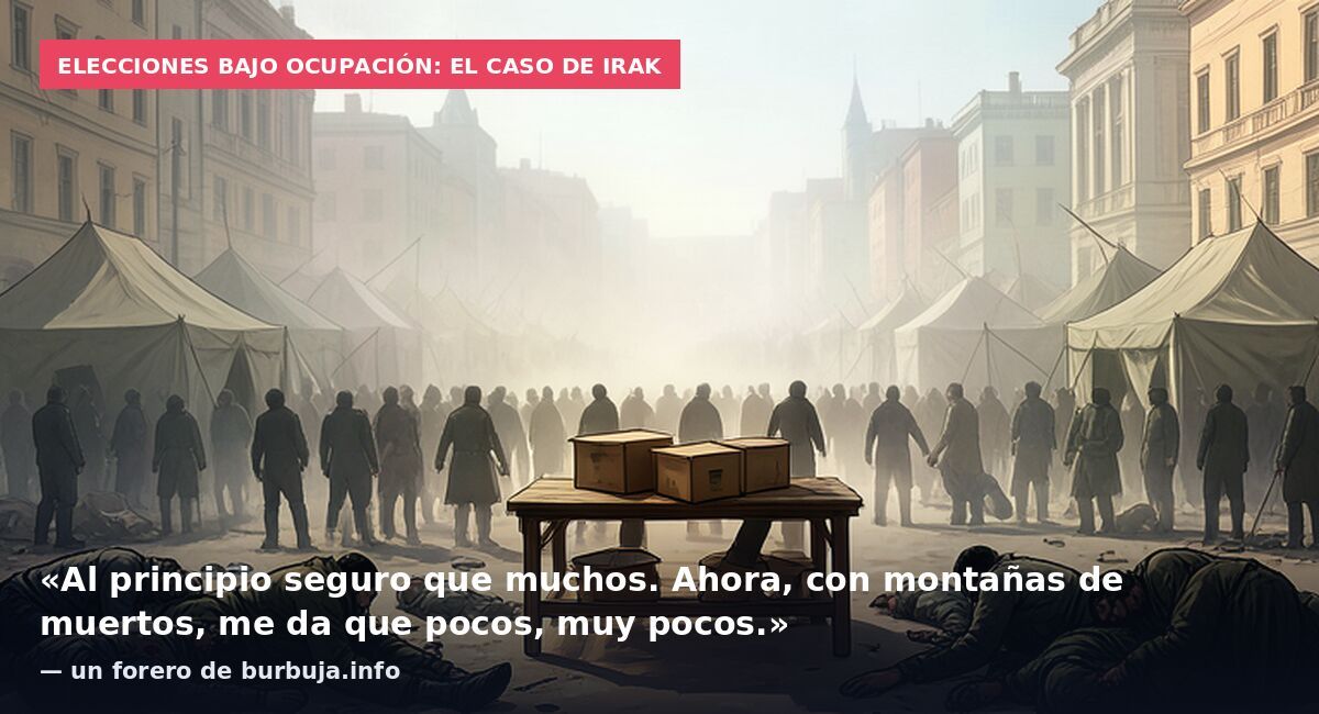 Elecciones bajo ocupación: el caso de Irak: «Al principio seguro que muchos. Ahora, con montañas de muertos, me da que pocos, muy pocos.» — un forero de burbuja.info