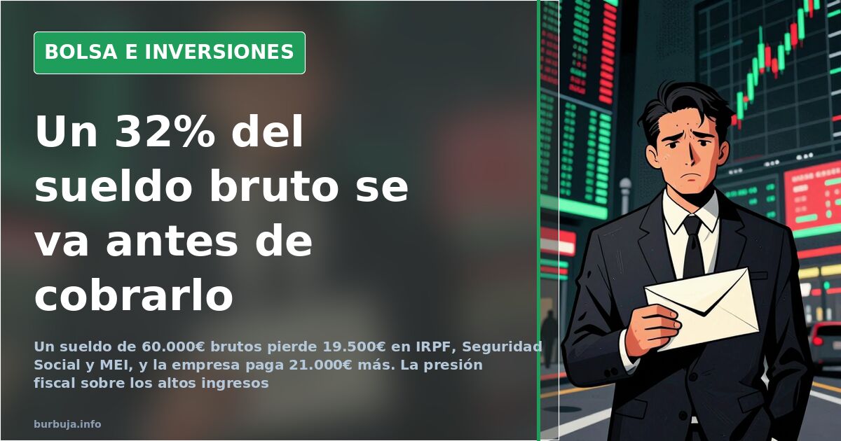 Altos ingresos: la presión fiscal se come un 32% del sueldo bruto