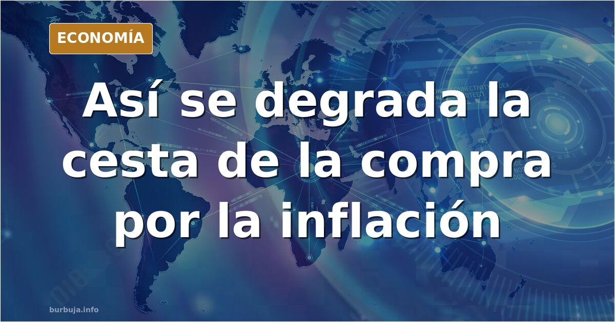 Carrito de la compra con arroz, legumbres y aceite de girasol, imagen de la inflación alimentaria