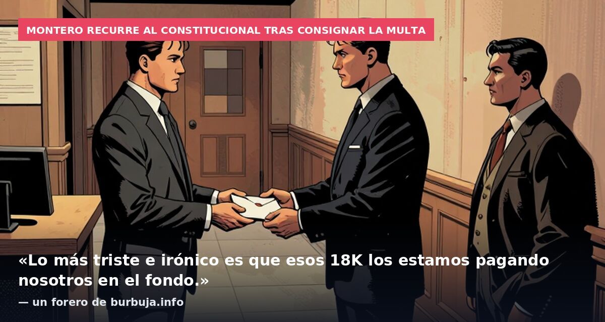 Montero recurre al Constitucional tras consignar la multa: «Lo más triste e irónico es que esos 18K los estamos pagando nosotros en el fondo.» — un forero de burbuja.info