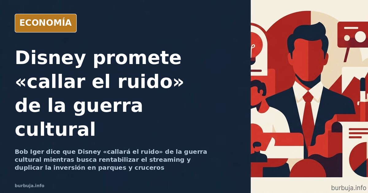 Ilustración editorial de un parque temático con una gráfica bursátil en descenso, símbolo del coste de la estrategia de Disne
