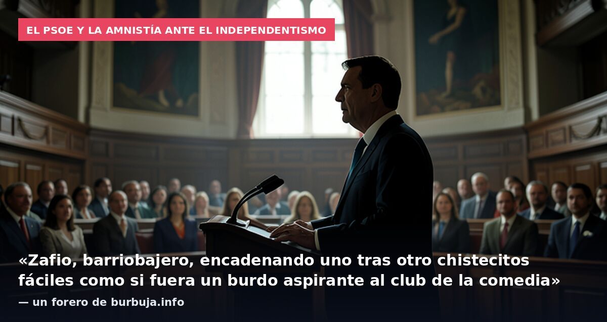 El PSOE y la amnistía ante el independentismo: «Zafio, barriobajero, encadenando uno tras otro chistecitos fáciles como si fuera un burdo aspirante al club de la comedia» — un forero de burbuja.info