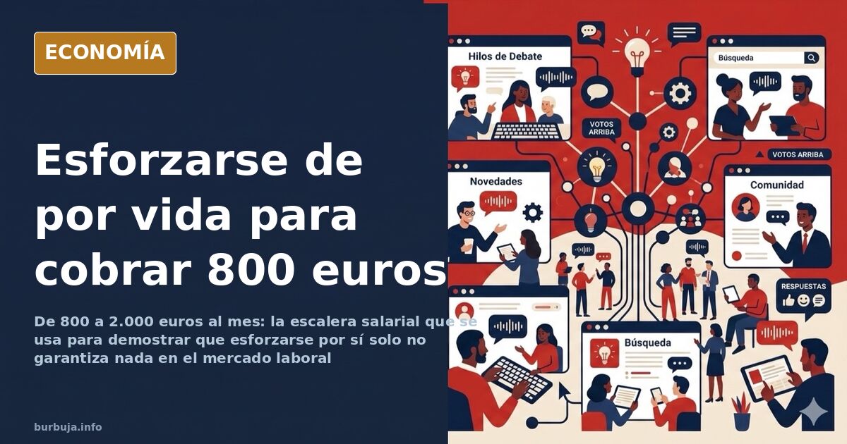Trabajador agotado ante una pila de nóminas y formularios fiscales que ilustra el artículo sobre esforzarse para nada