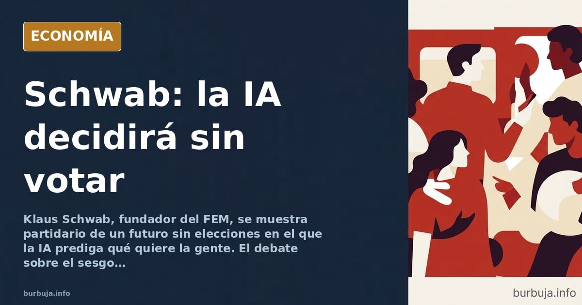 Ilustración editorial de una urna electoral sustituida por un cerebro digital dorado sobre fondo azul marino