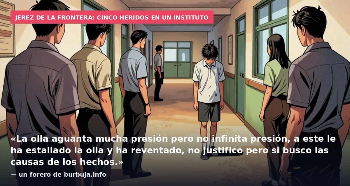Jerez de la Frontera: cinco heridos en un instituto: «La olla aguanta mucha presión pero no infinita presión, a este le ha estallado la olla y ha reventado, no justifico pero si busco las causas de los hechos.» — un forero de burbuja.info