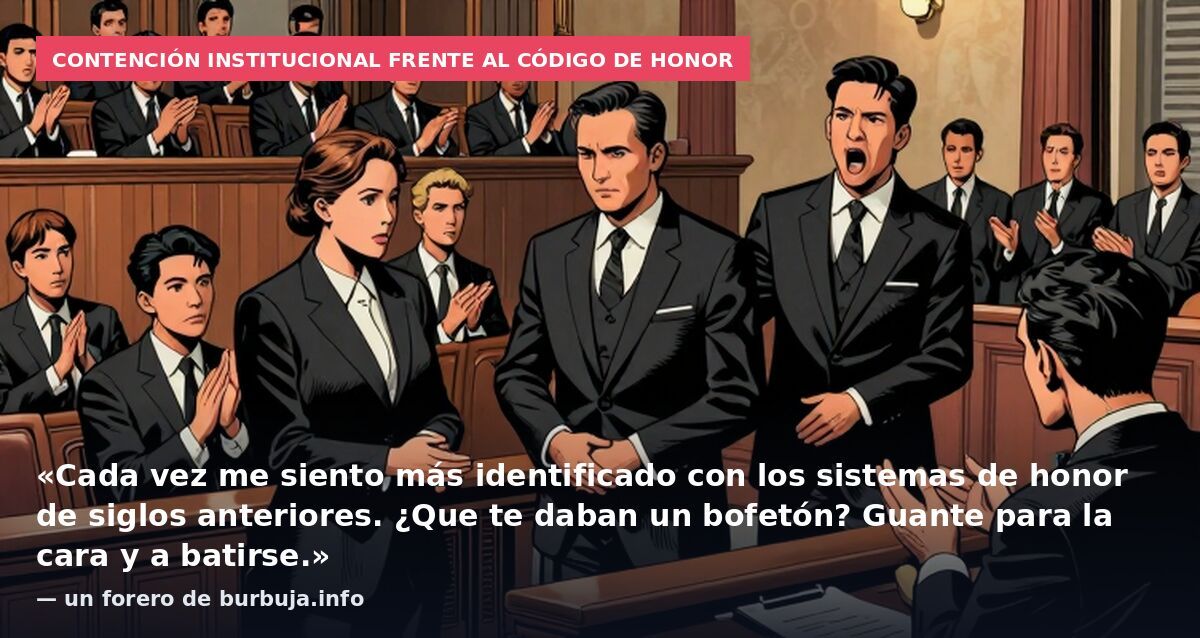 Contención institucional frente al código de honor: «Cada vez me siento más identificado con los sistemas de honor de siglos anteriores. ¿Que te daban un bofetón? Guante para la cara y a batirse.» — un forero de burbuja.info