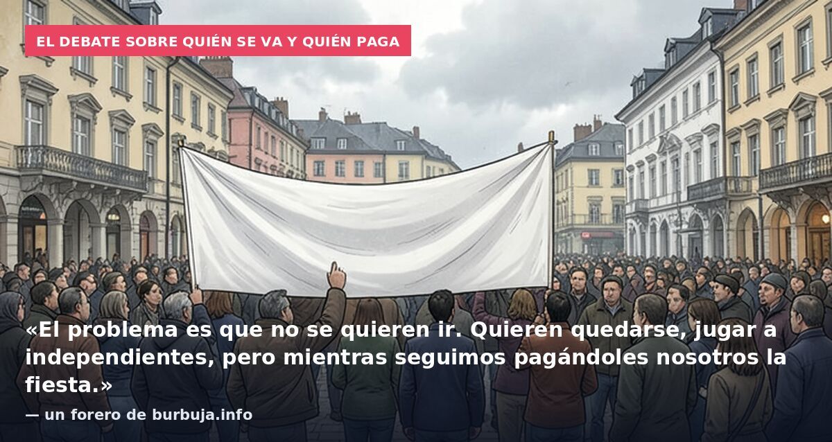 El debate sobre quién se va y quién paga: «El problema es que no se quieren ir. Quieren quedarse, jugar a independientes, pero mientras seguimos pagándoles nosotros la fiesta.» — un forero de burbuja.info