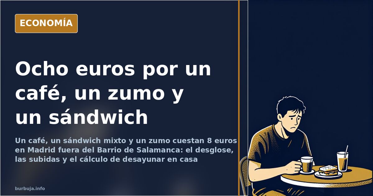 8 euros de desayuno en Madrid: café, zumo y sándwich