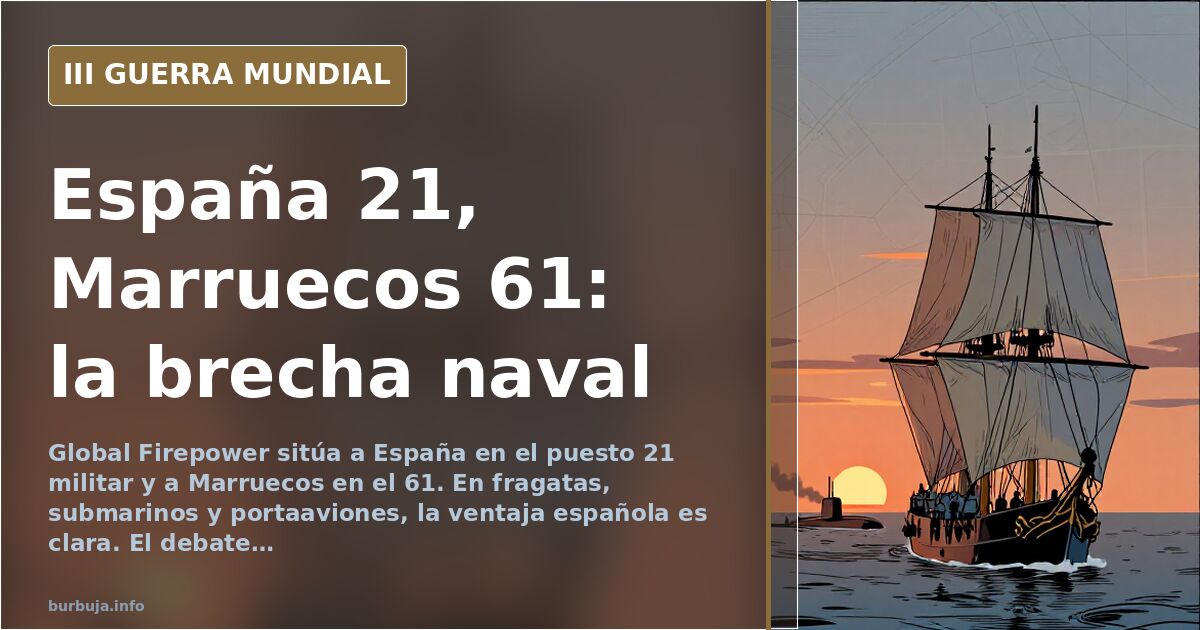 Silueta de fragata española navegando frente a la costa norteafricana, con mapa del Estrecho de Gibraltar y estela de submari