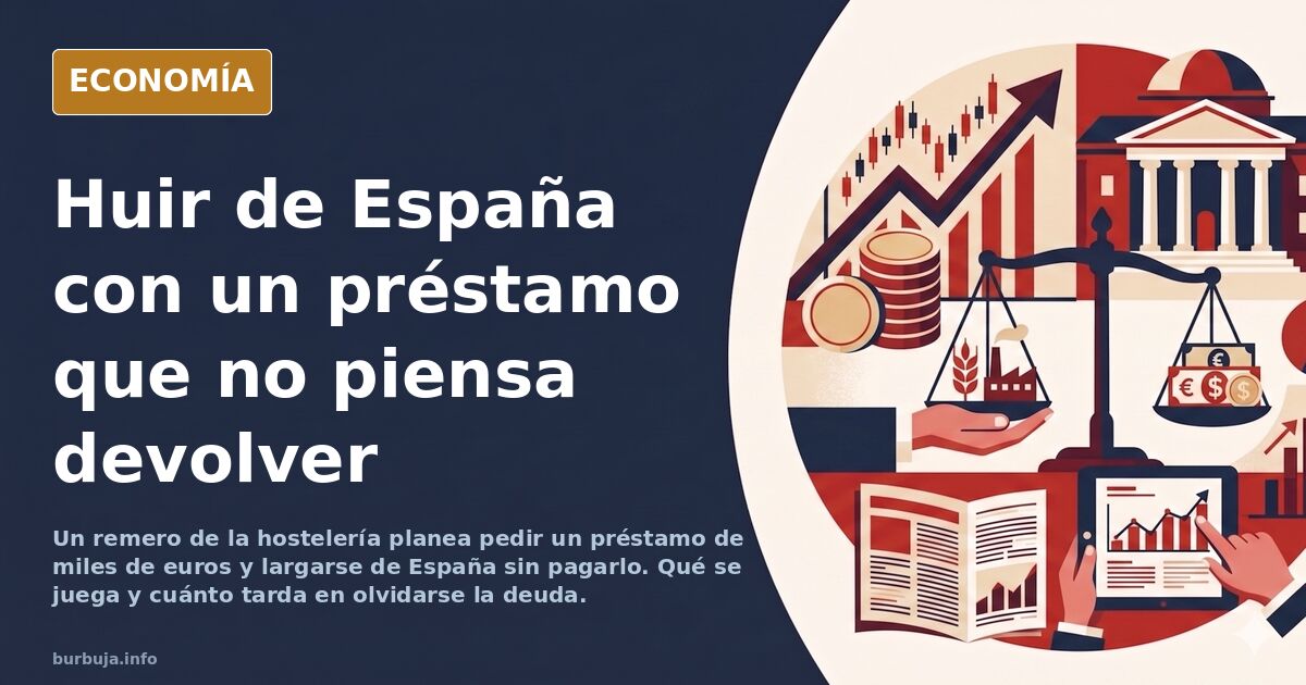 Maleta abierta, billetes y un pasaporte sobre un mapa: ilustración sobre pedir un préstamo y largarse de España