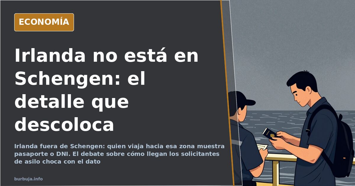 Control fronterizo europeo con sello de pasaporte, símbolo del espacio Schengen y del debate sobre solicitantes de asilo