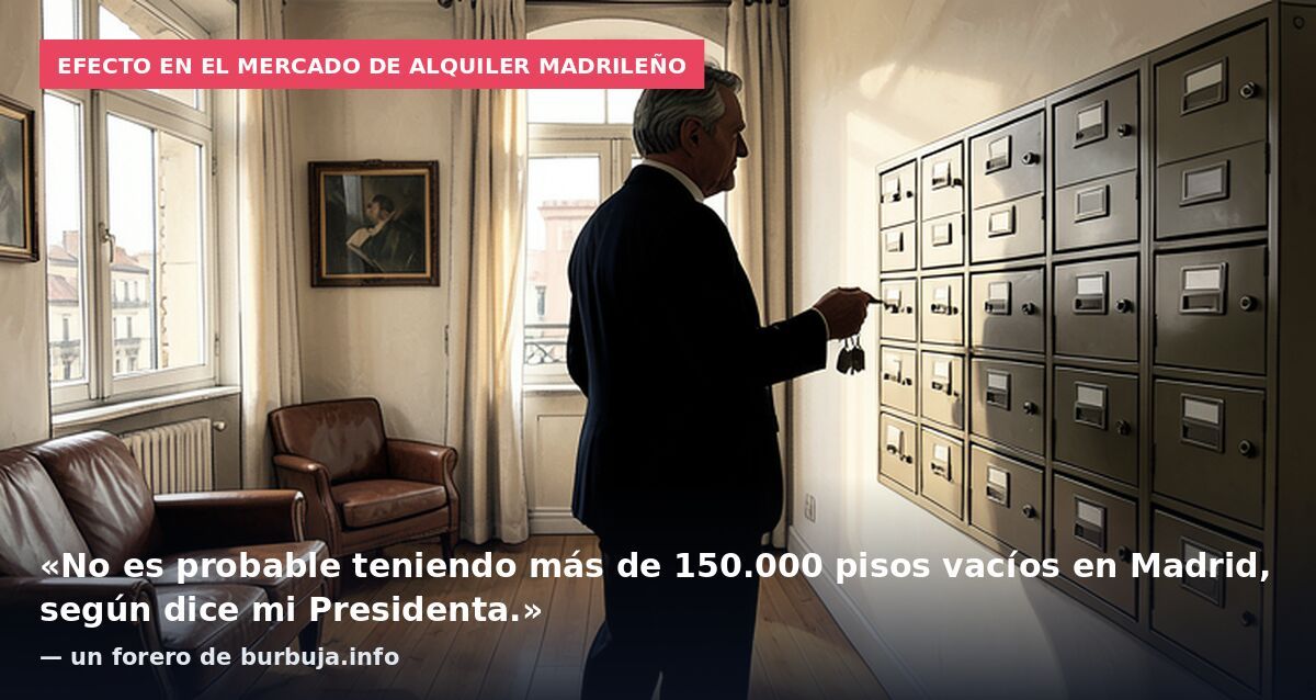 Efecto en el mercado de alquiler madrileño: «No es probable teniendo más de 150.000 pisos vacíos en Madrid, según dice mi Presidenta.» — un forero de burbuja.info