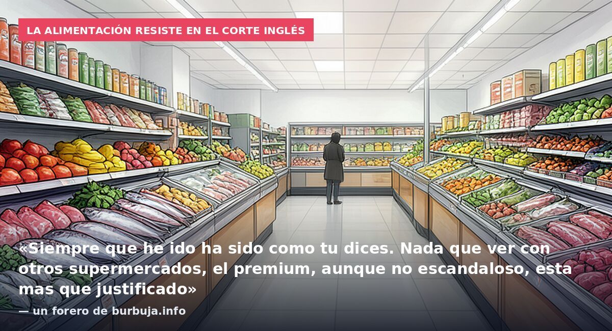La alimentación resiste en El Corte Inglés: «Siempre que he ido ha sido como tu dices. Nada que ver con otros supermercados, el premium, aunque no escandaloso, esta mas que justificado» — un forero de burbuja.info