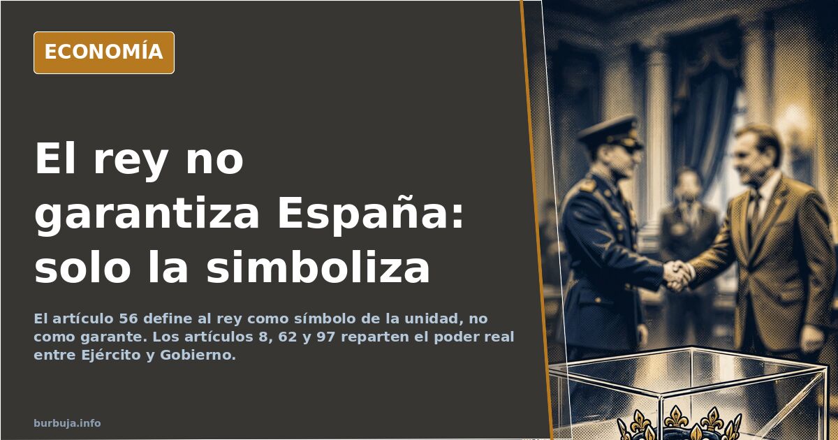Ilustración editorial de una corona dorada sobre un pedestal de mármol, símbolo de la unidad de España según el artículo 56