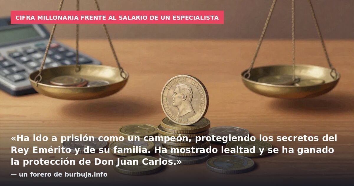 Cifra millonaria frente al salario de un especialista: «Ha ido a prisión como un campeón, protegiendo los secretos del Rey Emérito y de su familia. Ha mostrado lealtad y se ha ganado la protección de Don Juan Carlos.» — un forero de burbuja.info