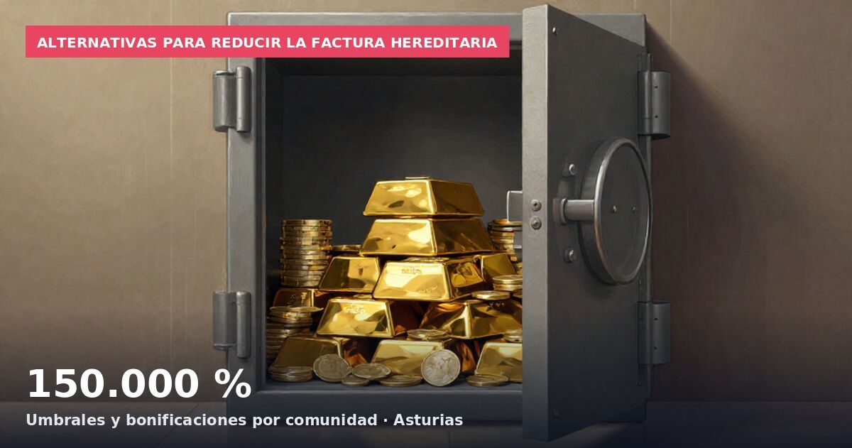 Alternativas para reducir la factura hereditaria: 150.000 % Umbrales y bonificaciones por comunidad · Asturias