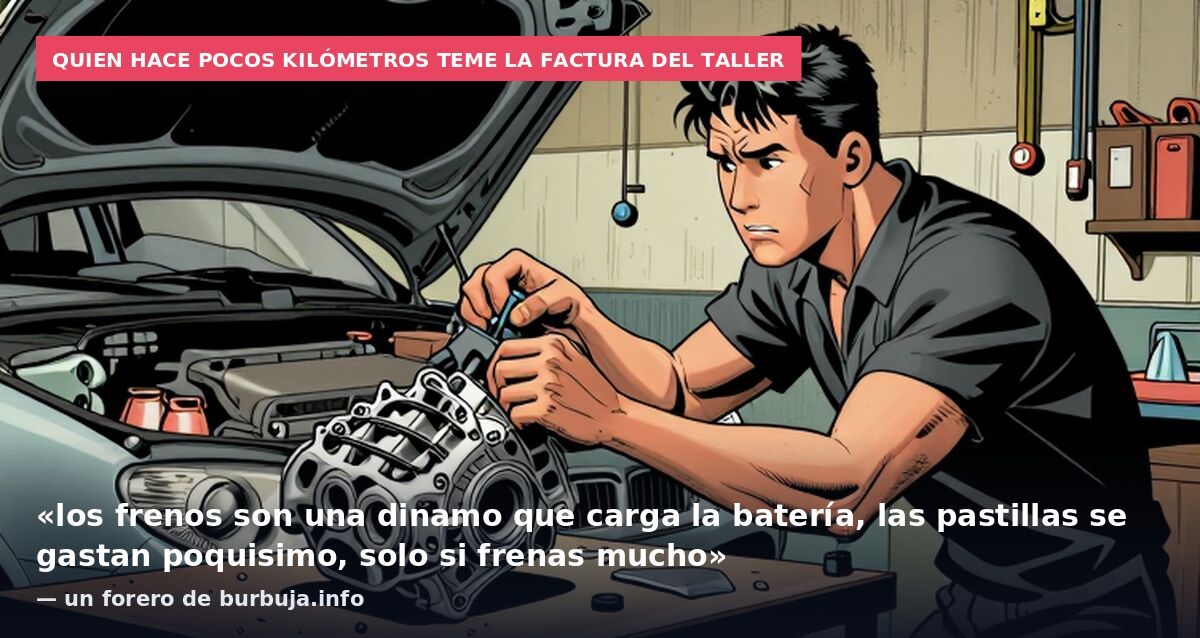 Quien hace pocos kilómetros teme la factura del taller: «los frenos son una dinamo que carga la batería, las pastillas se gastan poquisimo, solo si frenas mucho» — un forero de burbuja.info