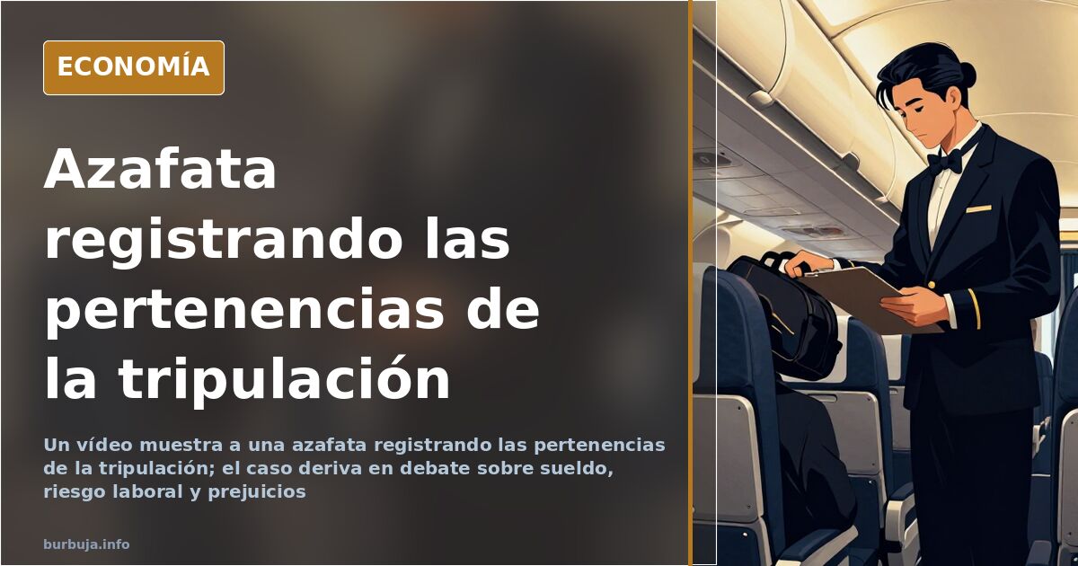 Azafata grabada registrando las pertenencias de la tripulación