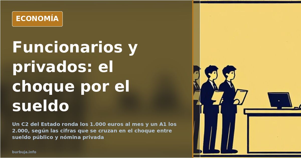 Ilustración editorial con siluetas de trabajadores públicos y privados separadas por la ventanilla de una oficina de atención