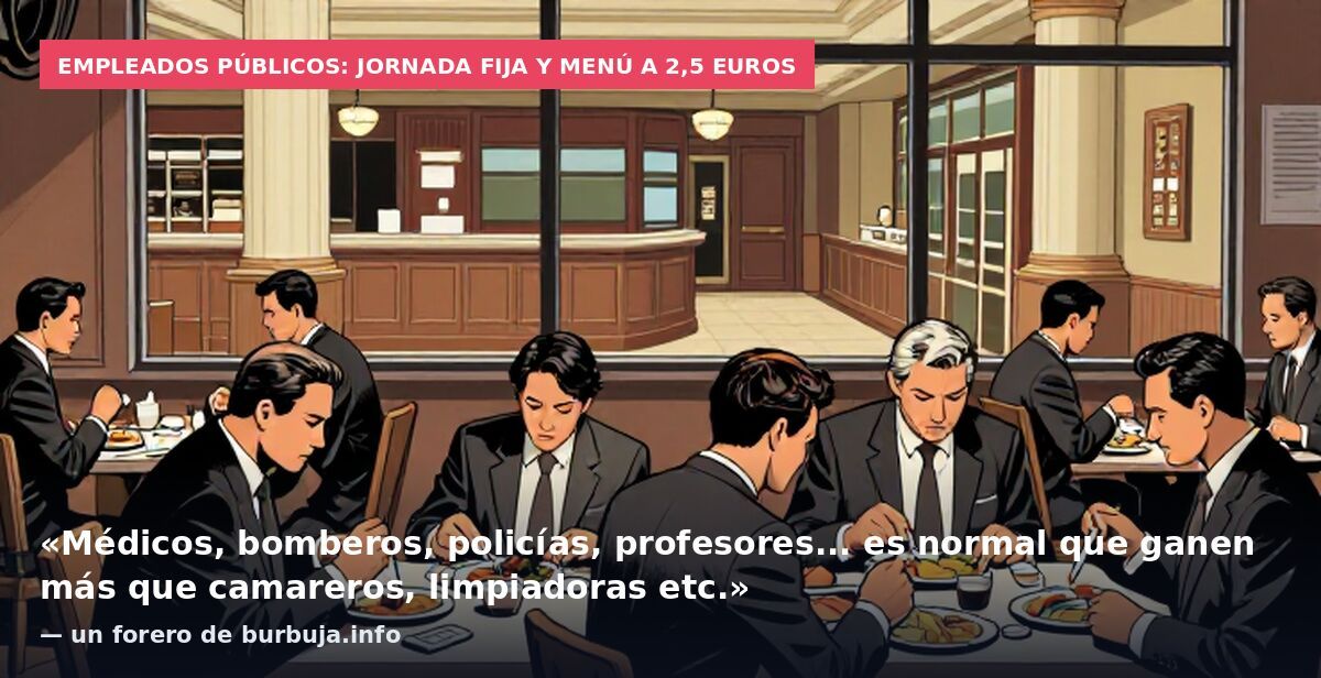Empleados públicos: jornada fija y menú a 2,5 euros: «Médicos, bomberos, policías, profesores... es normal que ganen más que camareros, limpiadoras etc.» — un forero de burbuja.info