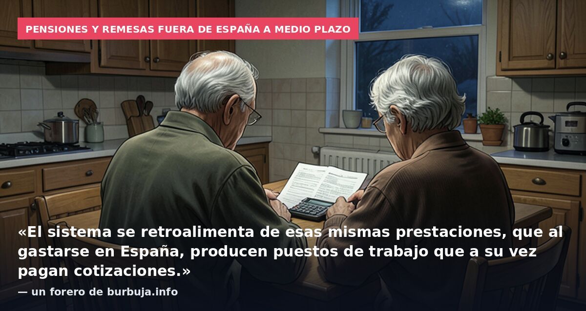 Pensiones y remesas fuera de España a medio plazo: «El sistema se retroalimenta de esas mismas prestaciones, que al gastarse en España, producen puestos de trabajo que a su vez pagan cotizaciones.» — un forero de burbuja.info