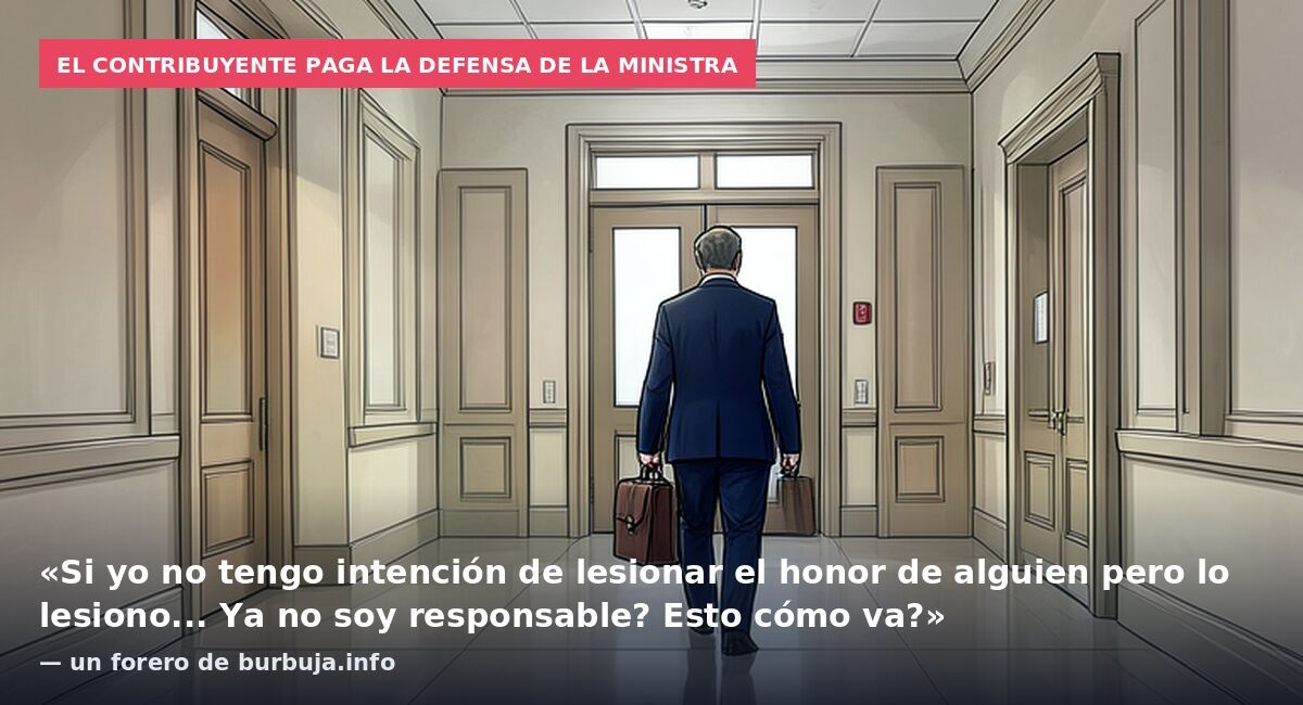 El contribuyente paga la defensa de la ministra: «Si yo no tengo intención de lesionar el honor de alguien pero lo lesiono... Ya no soy responsable? Esto cómo va?» — un forero de burbuja.info