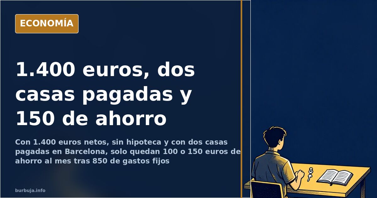 Ilustración editorial de una libreta de gastos mensuales con un sueldo de 1.400 euros y varias partidas fijas desglosadas