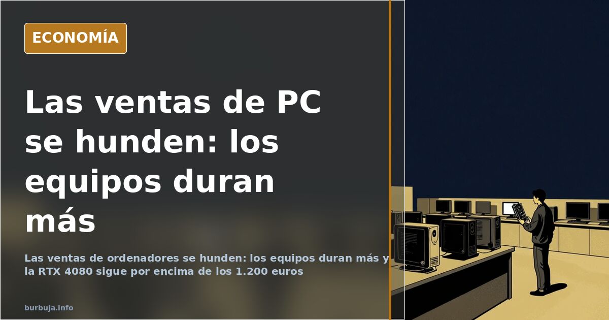 Torre de ordenador y tarjeta gráfica de gama alta sobre un escritorio, imagen del desplome de las ventas de ordenadores