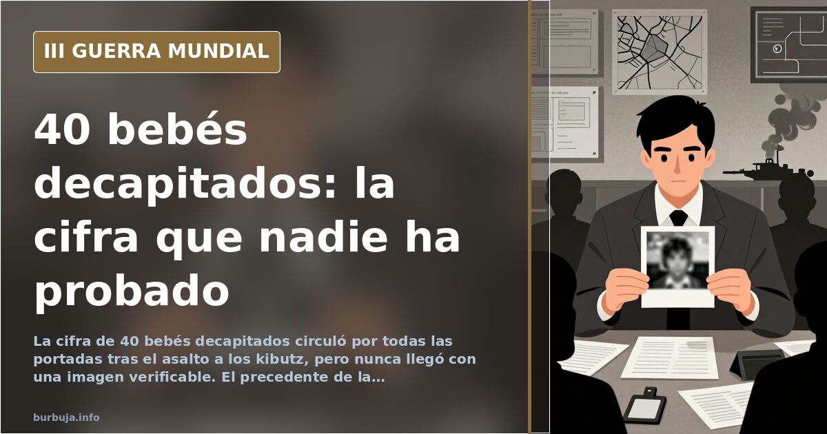 Ilustración documental desaturada de una guardería en ruinas con siluetas de equipo militar y humo lejano en el horizonte