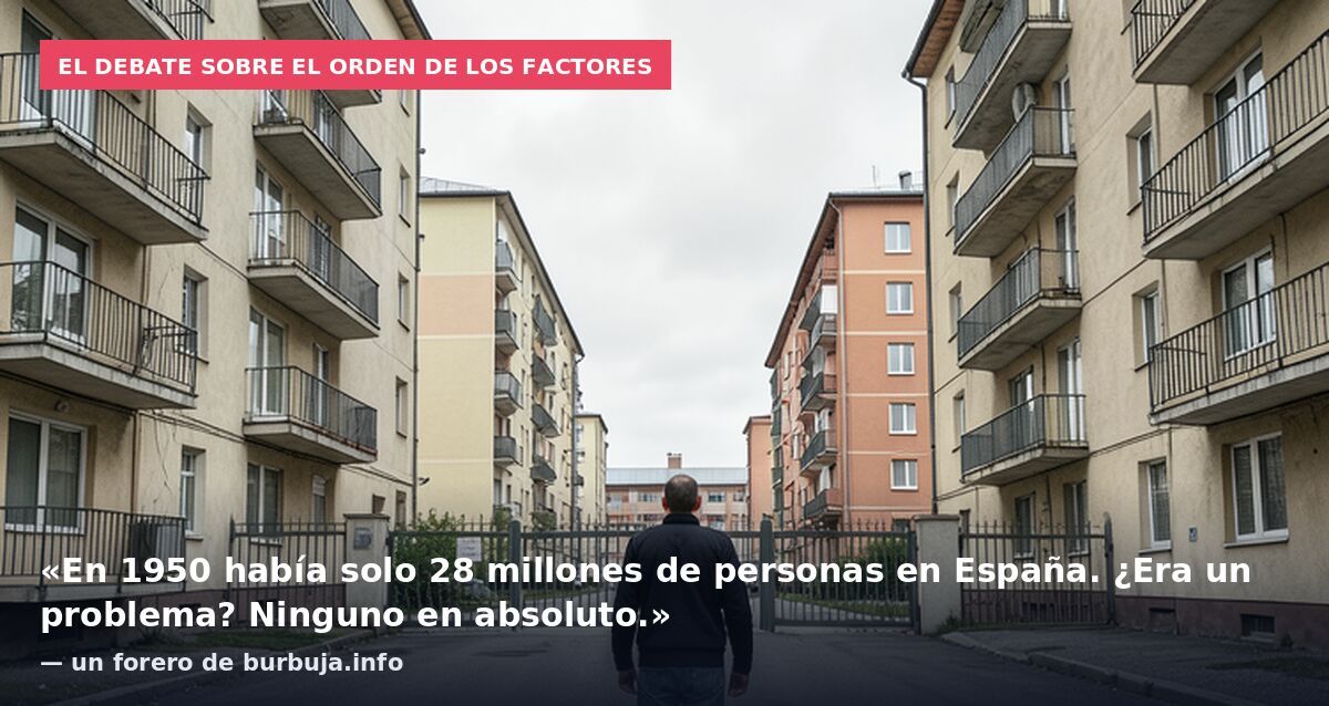 El debate sobre el orden de los factores: «En 1950 había solo 28 millones de personas en España. ¿Era un problema? Ninguno en absoluto.» — un forero de burbuja.info