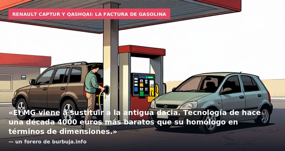 Renault Captur y Qashqai: la factura de gasolina: «El MG viene a sustituir a la antigua dacia. Tecnología de hace una década 4000 euros más baratos que su homólogo en términos de dimensiones.» — un forero de burbuja.info