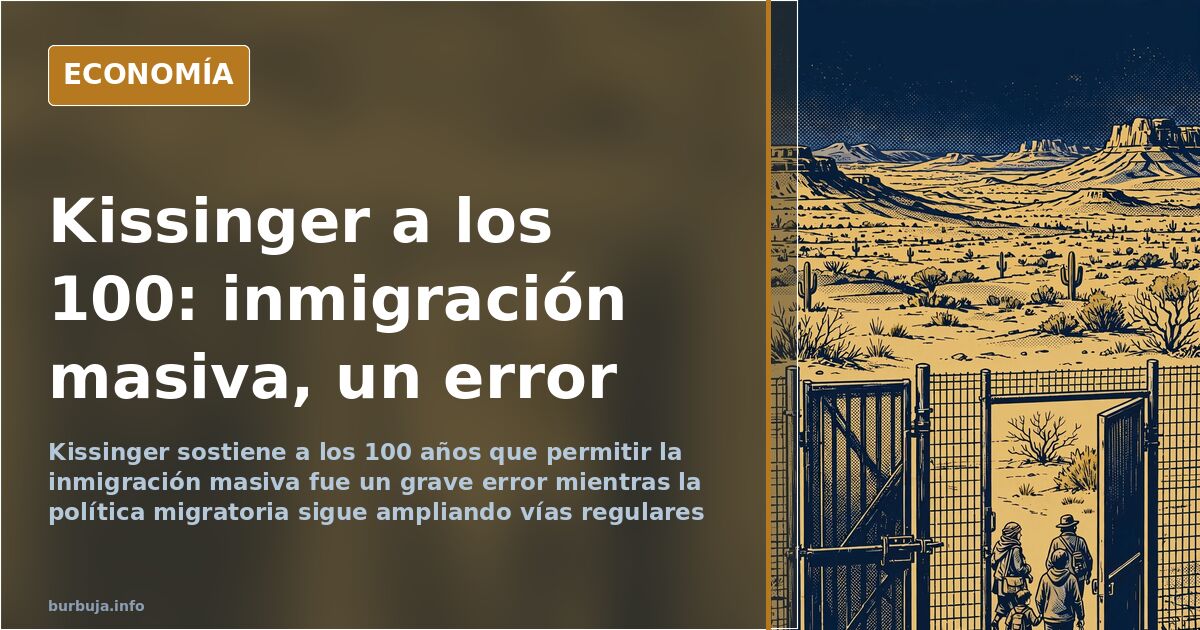Anciano estadista de espaldas ante un mapamundi con rutas migratorias trazadas, ilustración editorial en azul marino y dorado