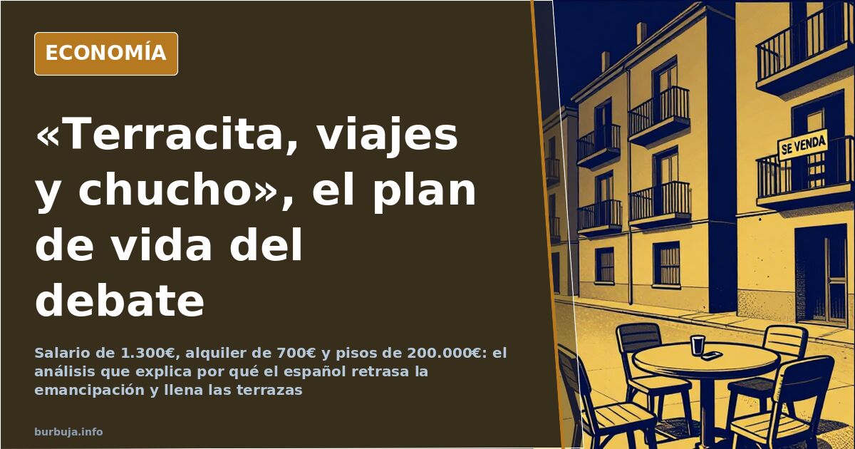 Varias personas sentadas en una terraza de bar, escena del ocio que aborda el debate sobre la emancipación tardía